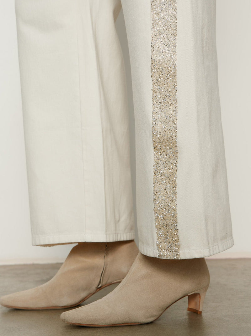 Cadence Shimmer Stripe Jean Vanilla Creme Extended Sizing alt 4