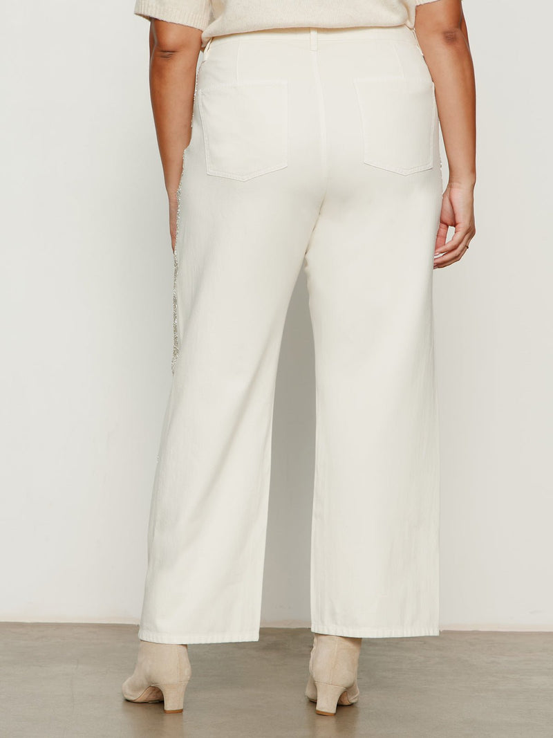 Cadence Shimmer Stripe Jean Vanilla Creme Extended Sizing alt 1