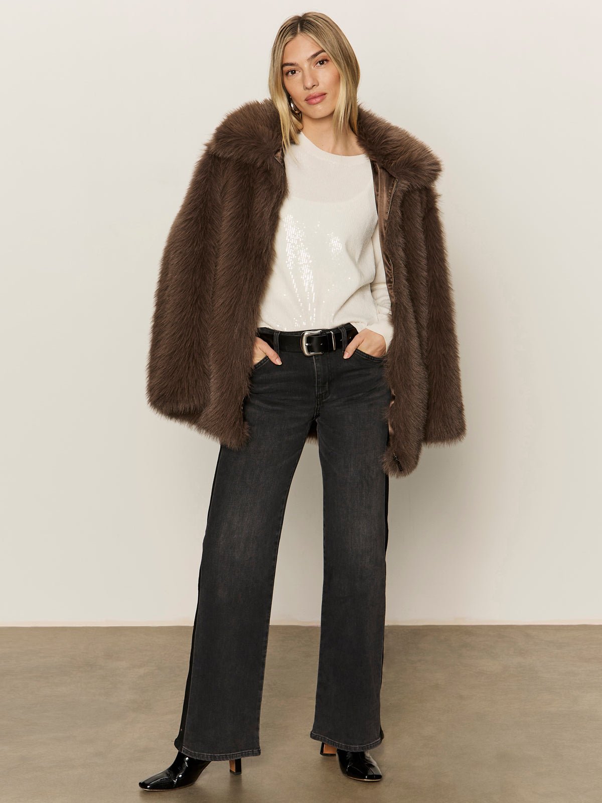 Carmen Fur Coat Morel - Sanctuary Clothing
