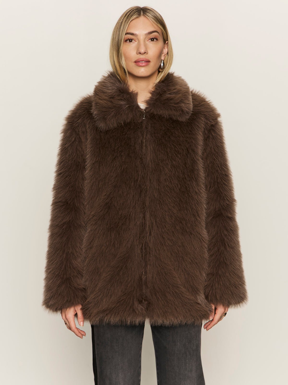 Carmen Fur Coat Morel - Sanctuary Clothing