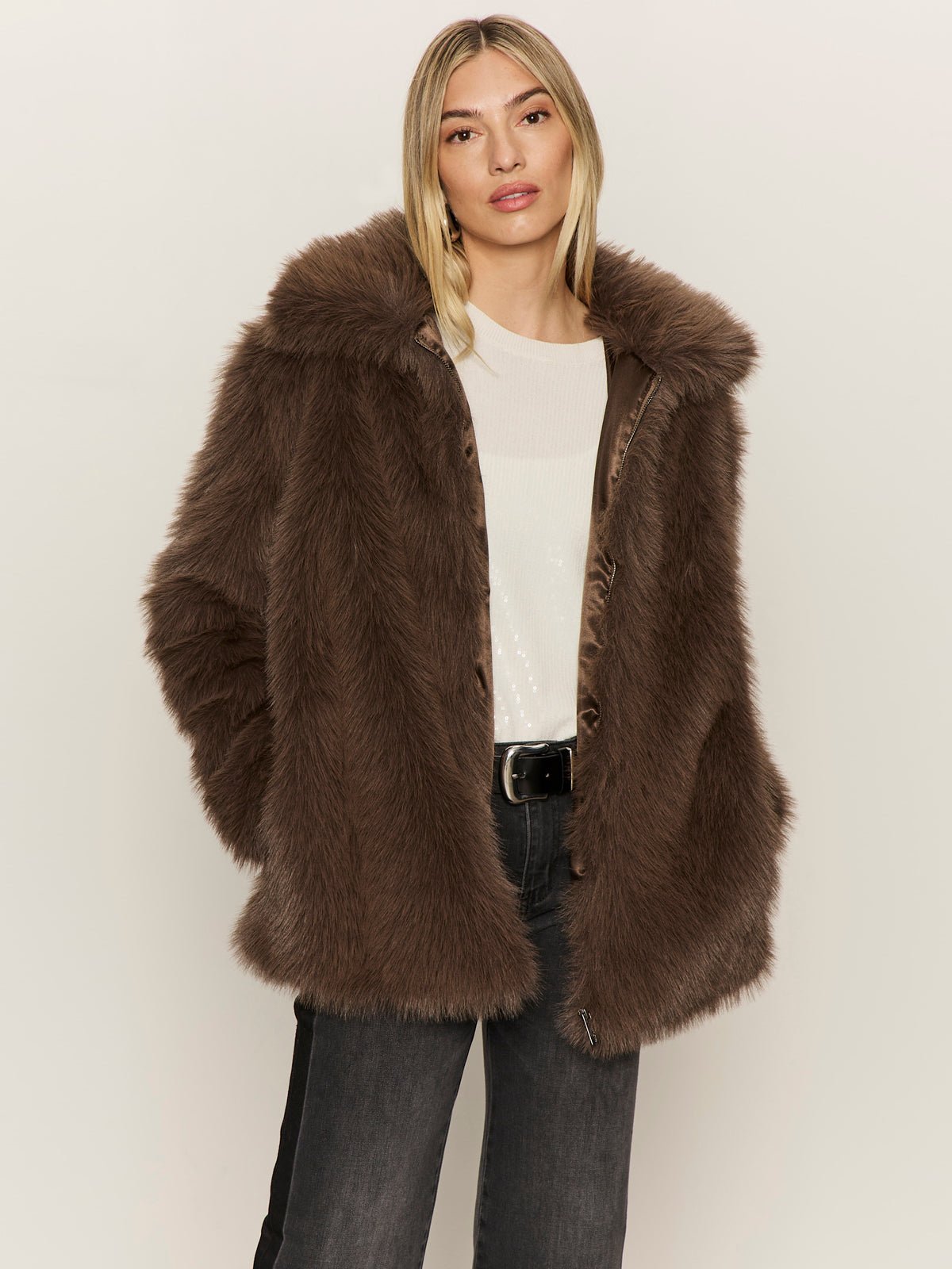 Carmen Fur Coat Morel - Sanctuary Clothing