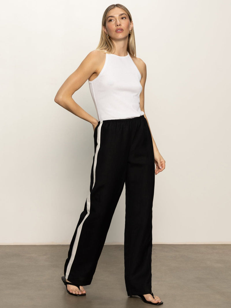 Casual Semi-High Rise Track Pant Black Chalk Stripe alt 4