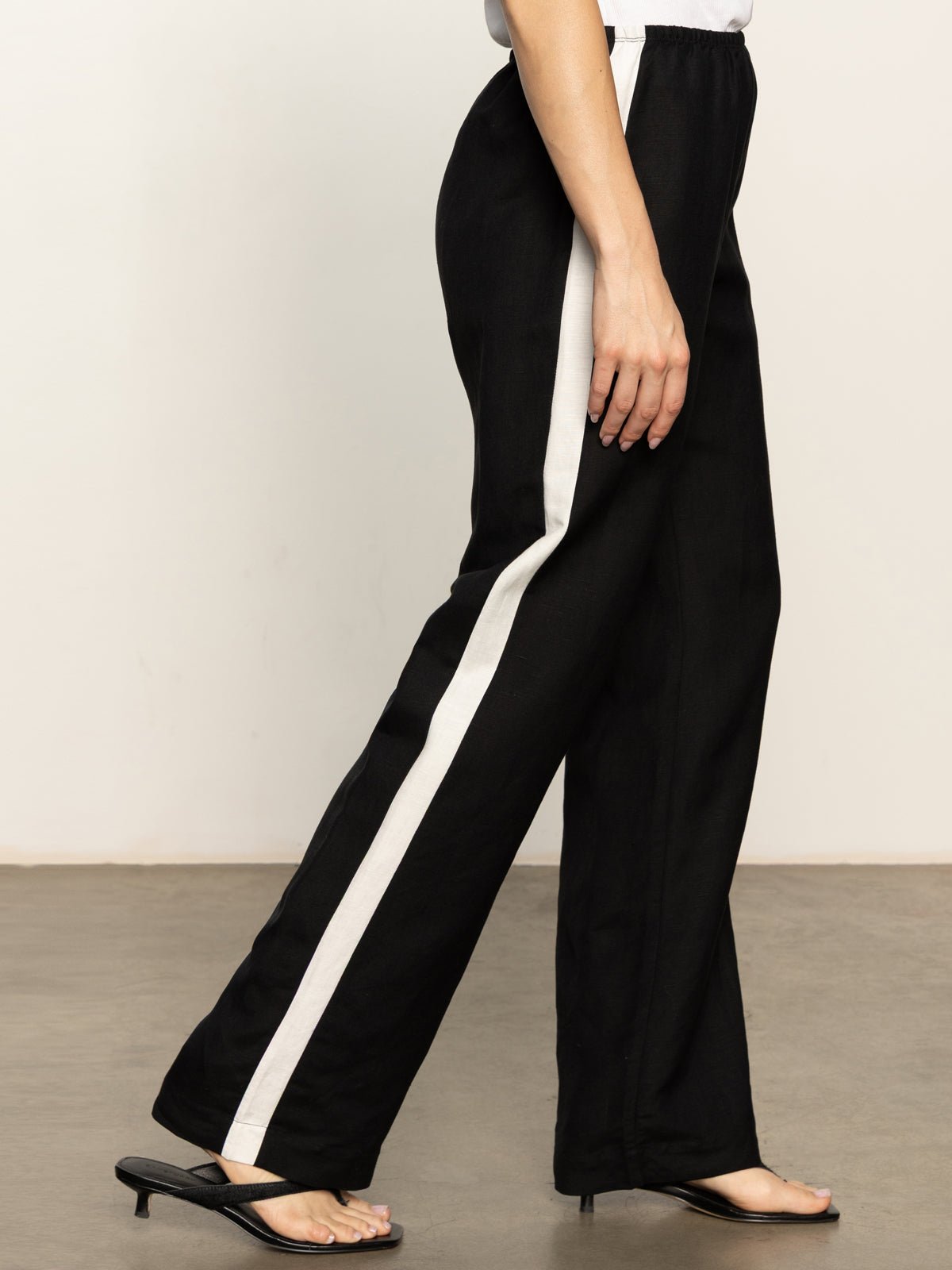 Casual Semi - High Rise Track Pant Black Chalk Stripe - Sanctuary Clothing
