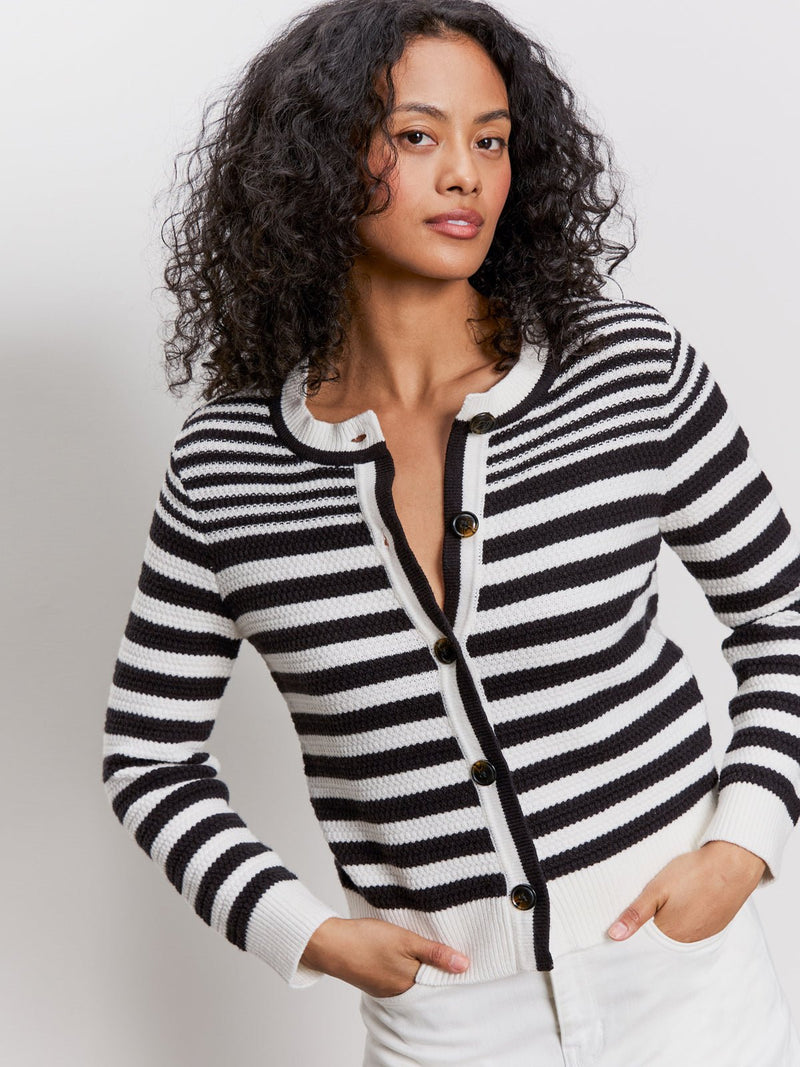 City Summer Cardi Black/ Macrame Multi Stripe