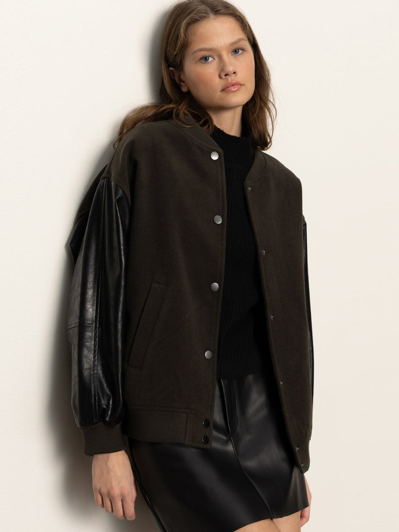 Club Varsity Jacket Midnight Olive alt 4