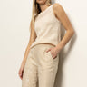 Coastal Semi - High Rise Pant Sand Sequin Stripe - Sanctuary Clothing