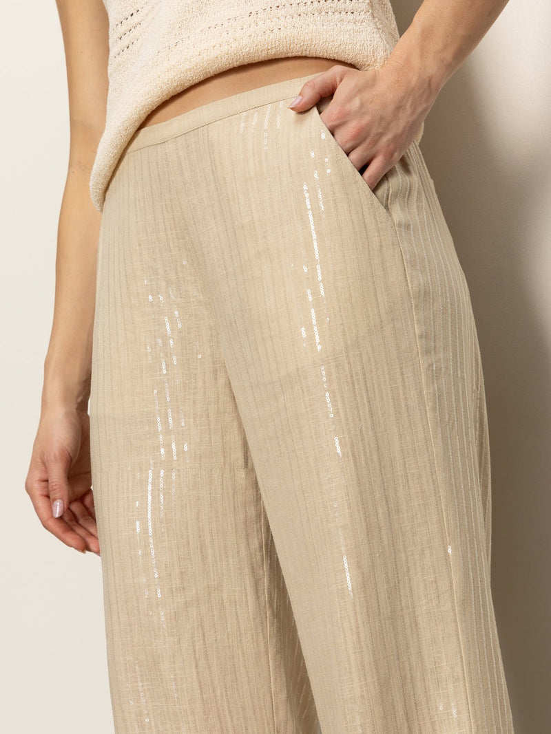 Coastal Semi-High Rise Pant Sand Sequin Stripe alt 4