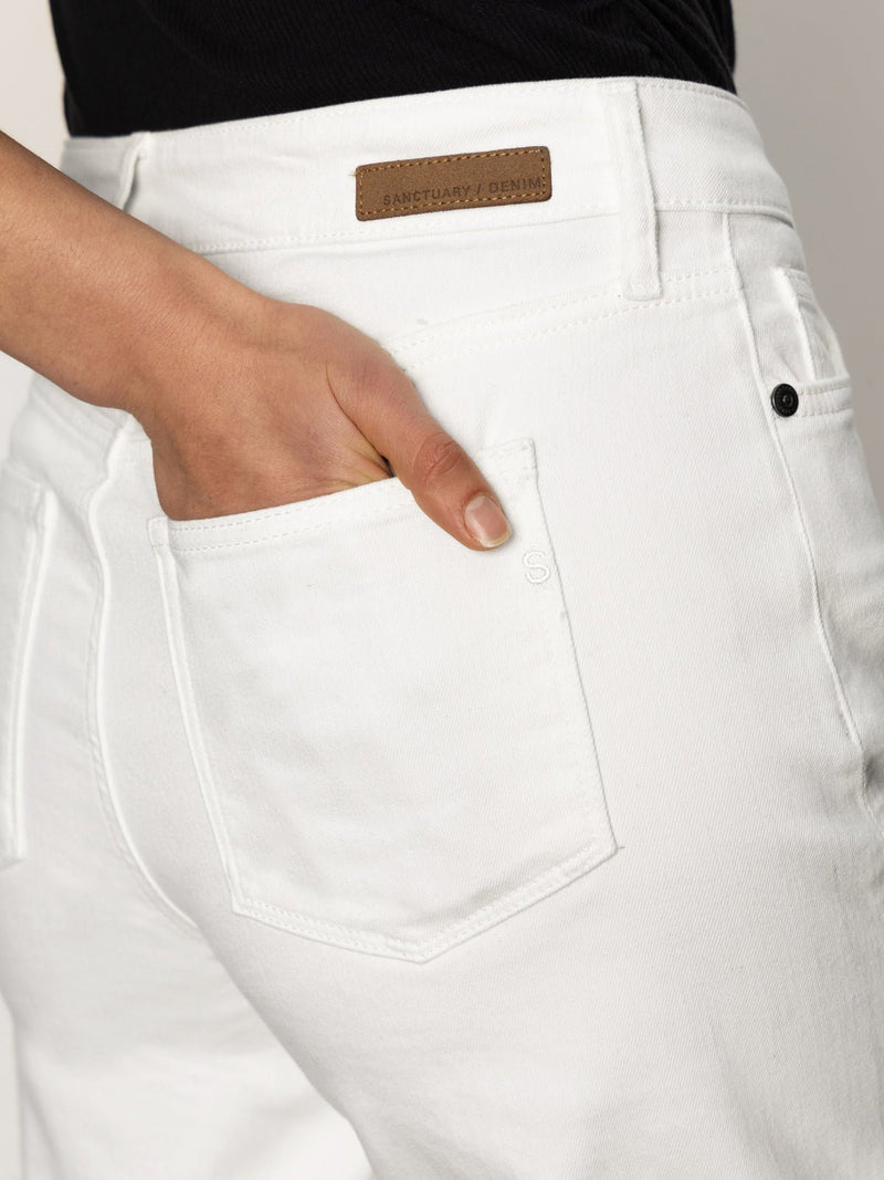 Cuffed Denim Short White alt 4