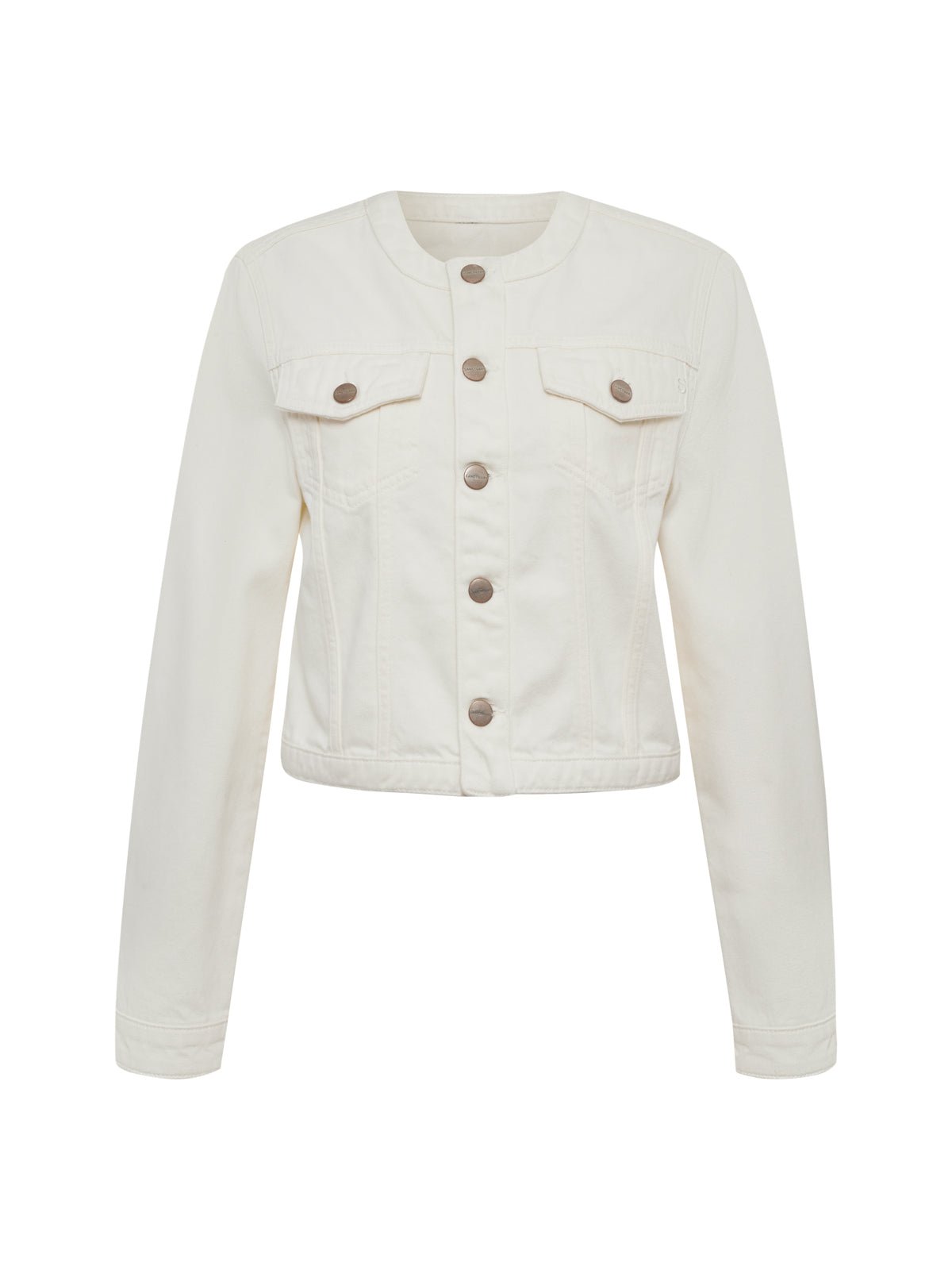 Denim Collarless Lady Jacket White - Sanctuary Clothing