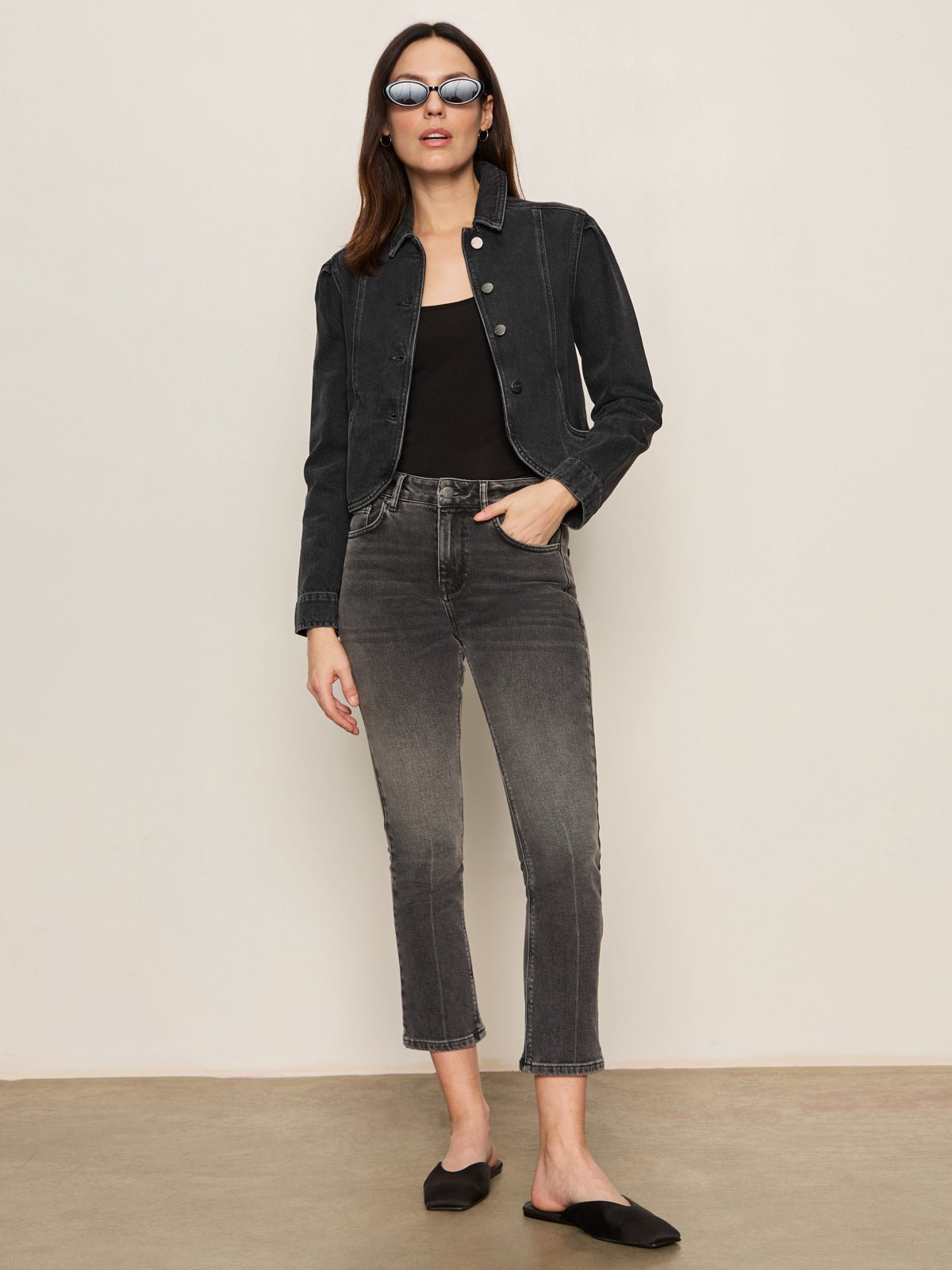 Denim Jacket Washed Black Denim - Sanctuary Clothing