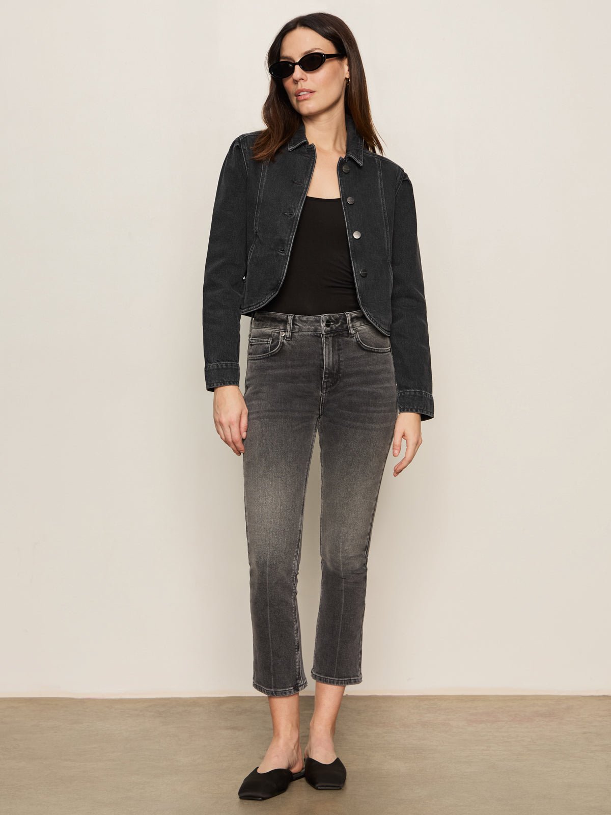 Denim Jacket Washed Black Denim - Sanctuary Clothing