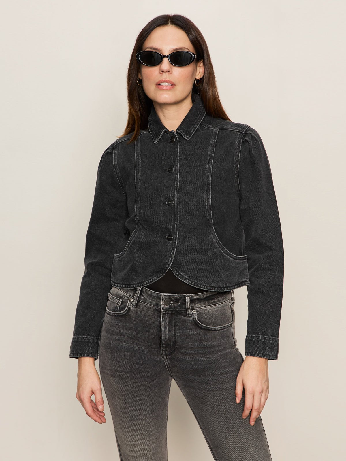 Denim Jacket Washed Black Denim - Sanctuary Clothing