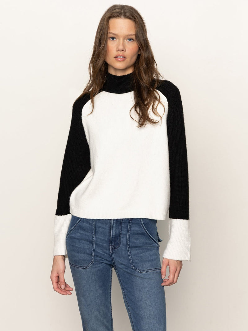 Downtown Mock Neck Sweater Black/ Chalk