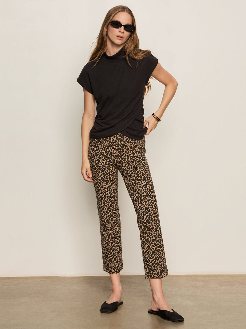 Draped Sleeveless Mock Neck Top Black alt 5