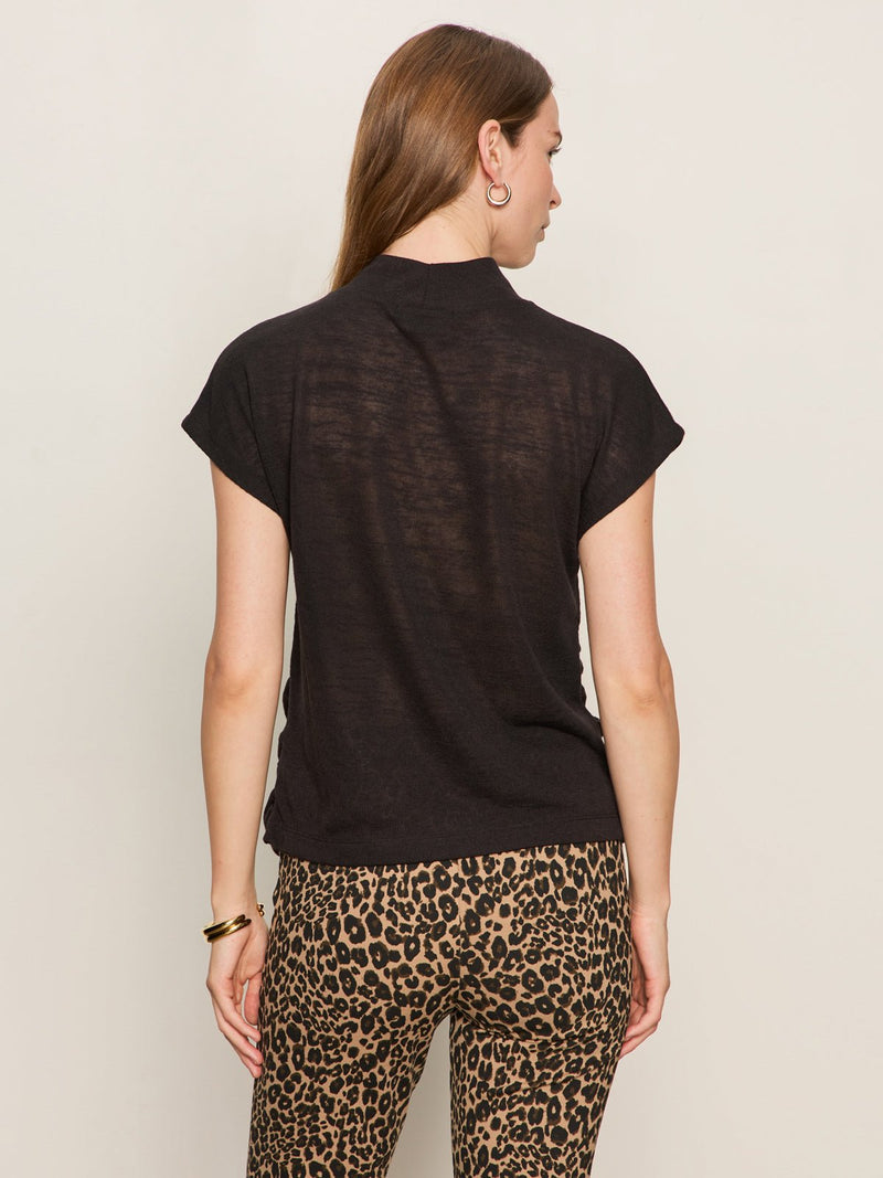 Draped Sleeveless Mock Neck Top Black alt 3