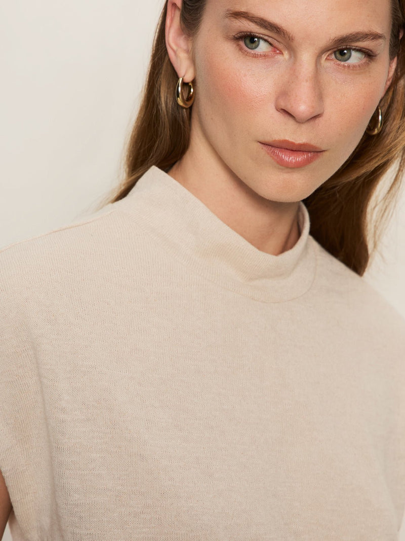 Draped Sleeveless Mock Neck Top Mother Of Pearl alt 4