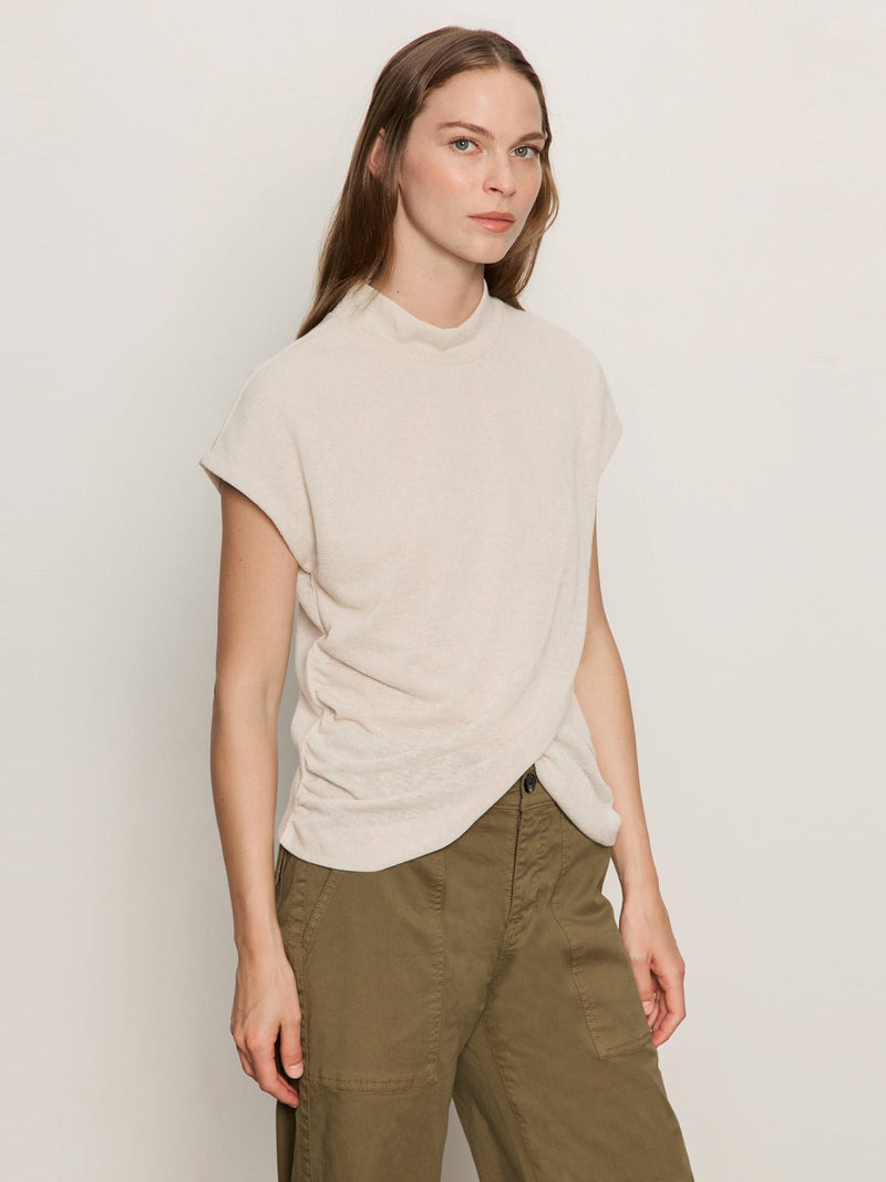 Draped Sleeveless Mock Neck Top Mother Of Pearl alt 2