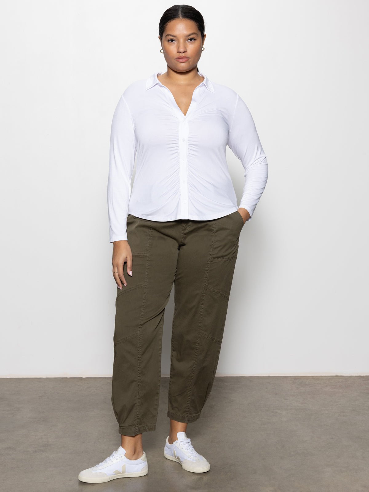 Dreamgirl Button Up Top White Extended Sizing - Sanctuary Clothing