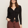 Dreamgirl Knit Button Up Top Black - Sanctuary Clothing