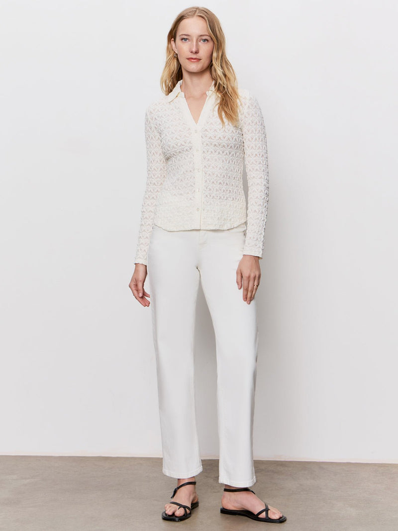 Dreamgirl Lace Button Up Top Chalk alt 4