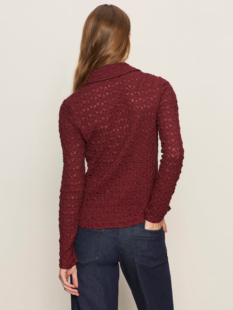 Dreamgirl Lace Button Up Top Night Berry alt 4