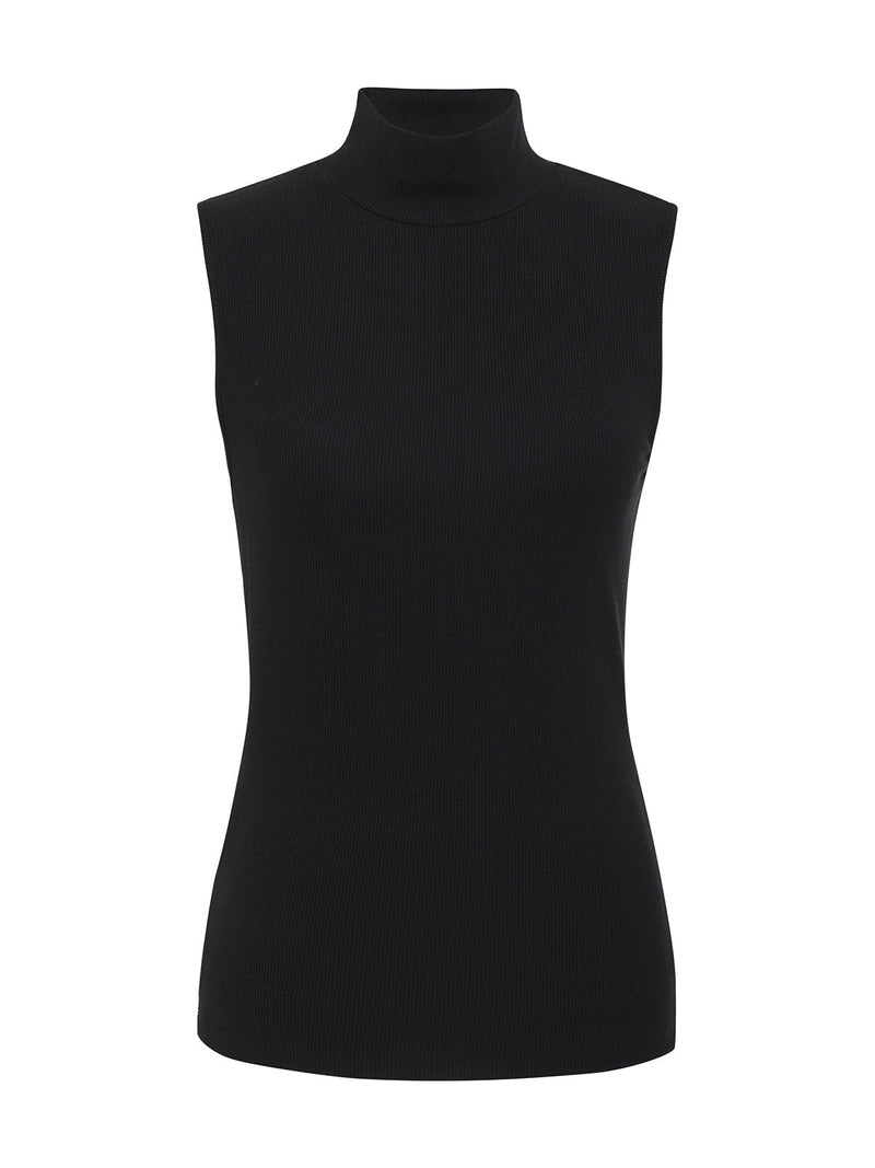 Essential Sleeveless Mock Neck Tank Black alt 6