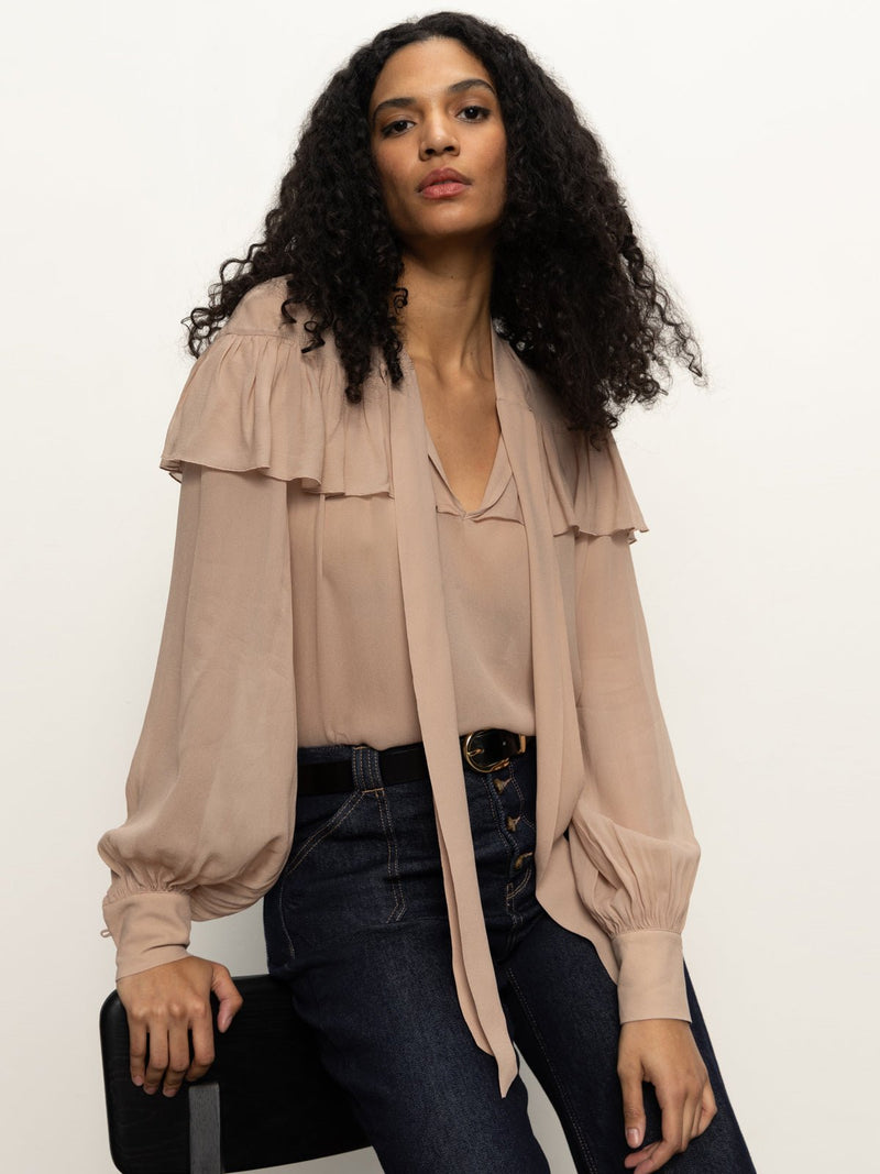 Fade Into You Ruffle Blouse Fawn alt 5