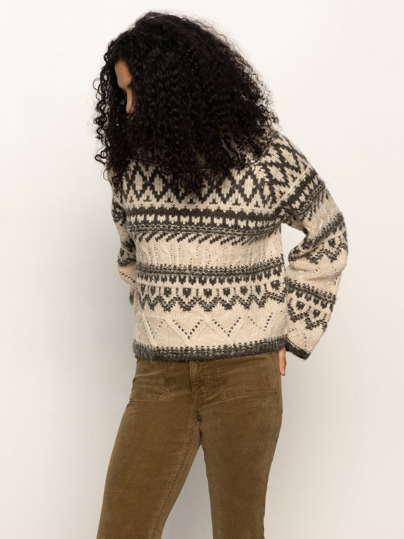 Fairisle Crew Neck Sweater Light Oat Multi alt 3