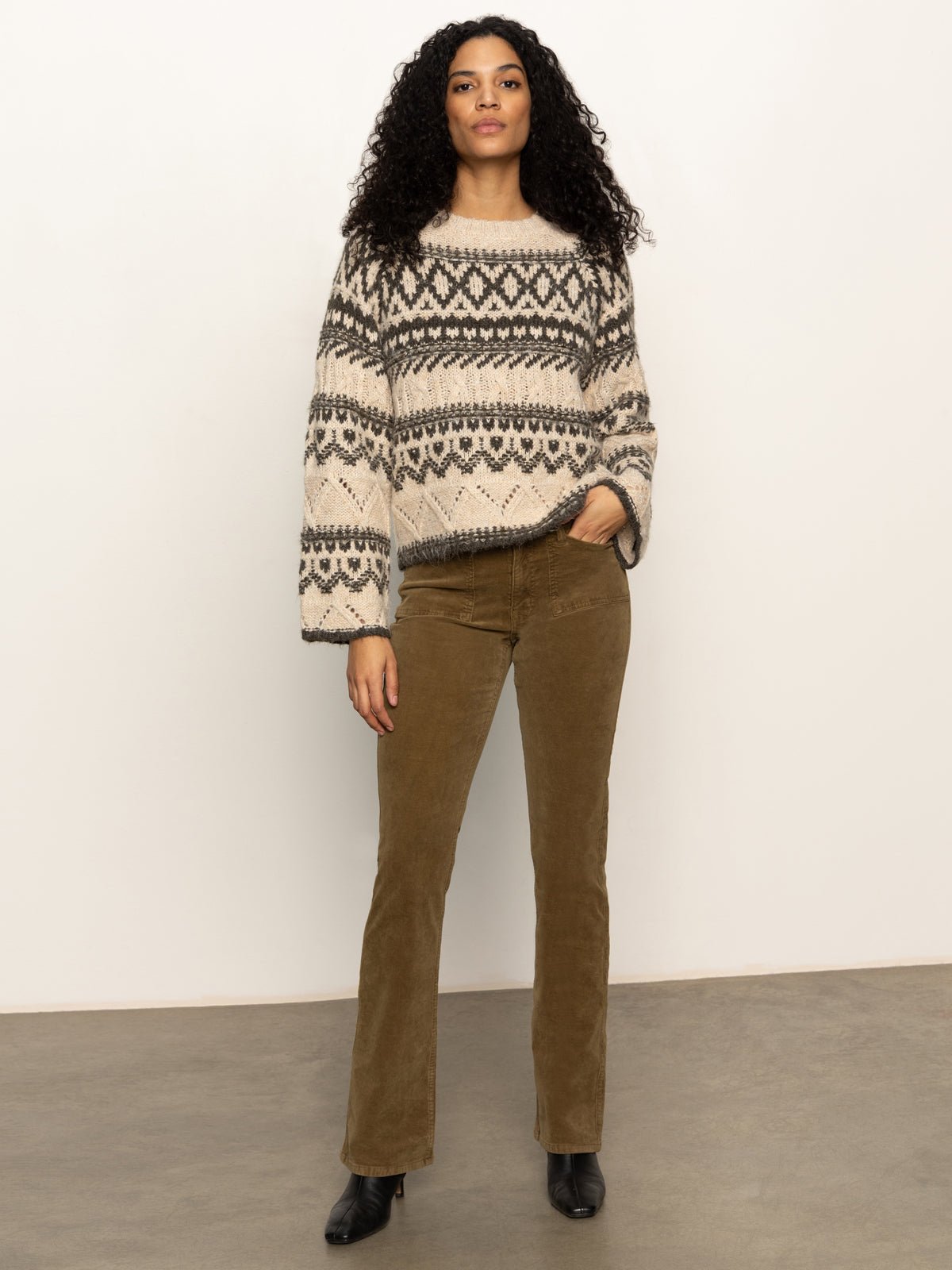 Fairisle Crew Neck Sweater Light Oat Multi - Sanctuary Clothing
