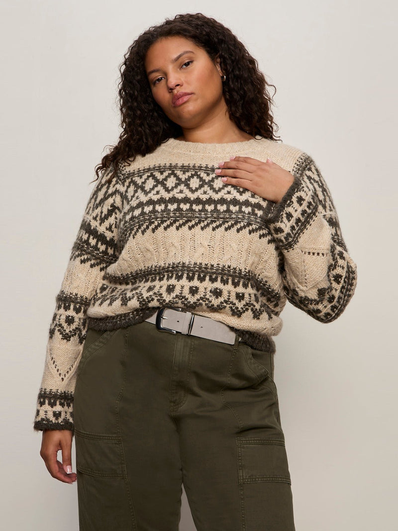Fairisle Sweater Light Oat Multi Extended Sizing