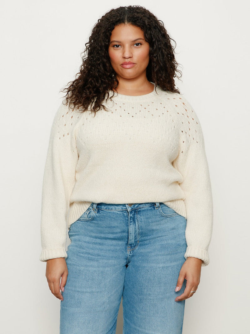 Femme Openwork Sweater Vanilla Creme Extended Sizing