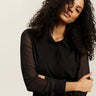 Fitted Mesh Button Down Top Black - Sanctuary Clothing