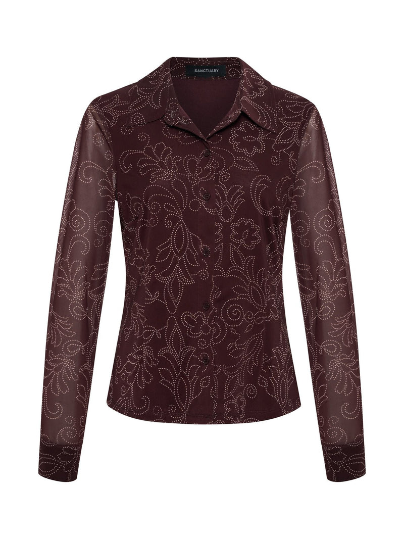 Fitted Mesh Button Down Top Boheme alt 6