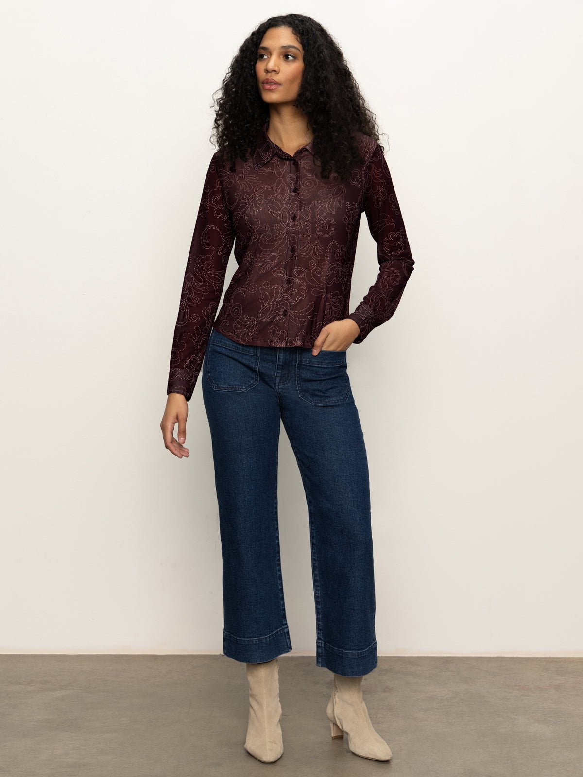 Fitted Mesh Button Down Top Boheme - Sanctuary Clothing