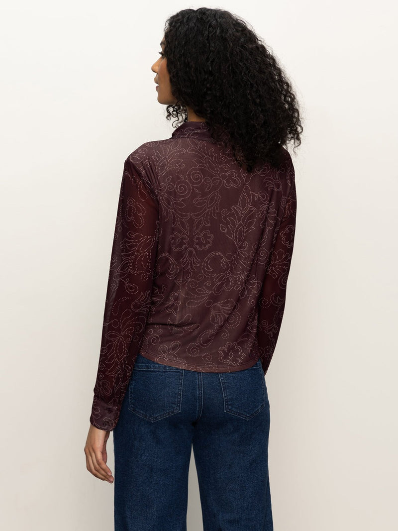 Fitted Mesh Button Down Top Boheme alt 3