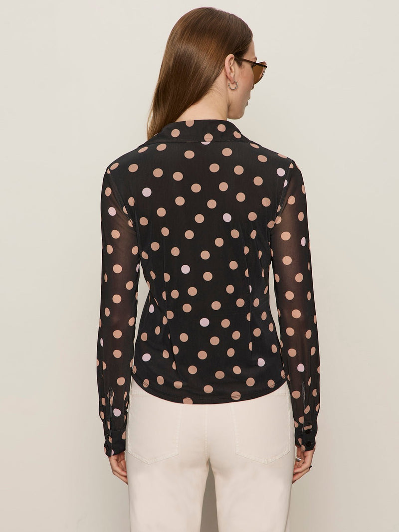 Fitted Mesh Button Down Top Popspot alt 3