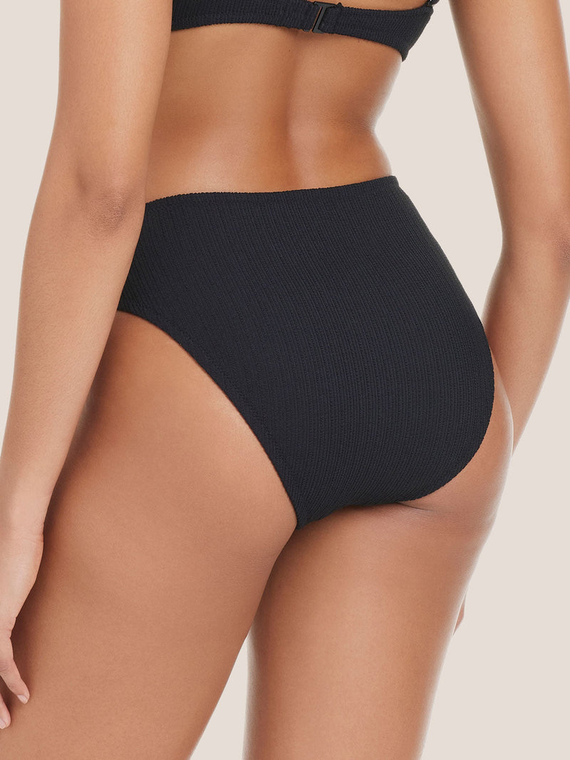 High Leg High Rise Bikini Bottom Black alt 1