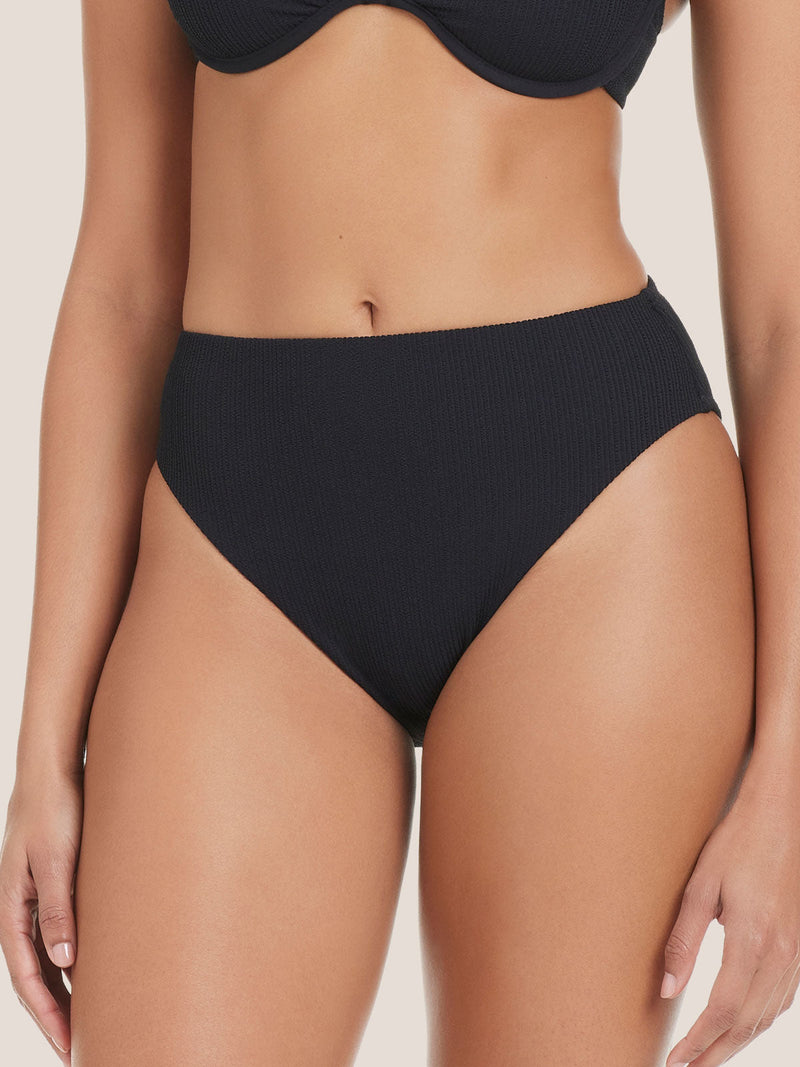 High Leg High Rise Bikini Bottom Black