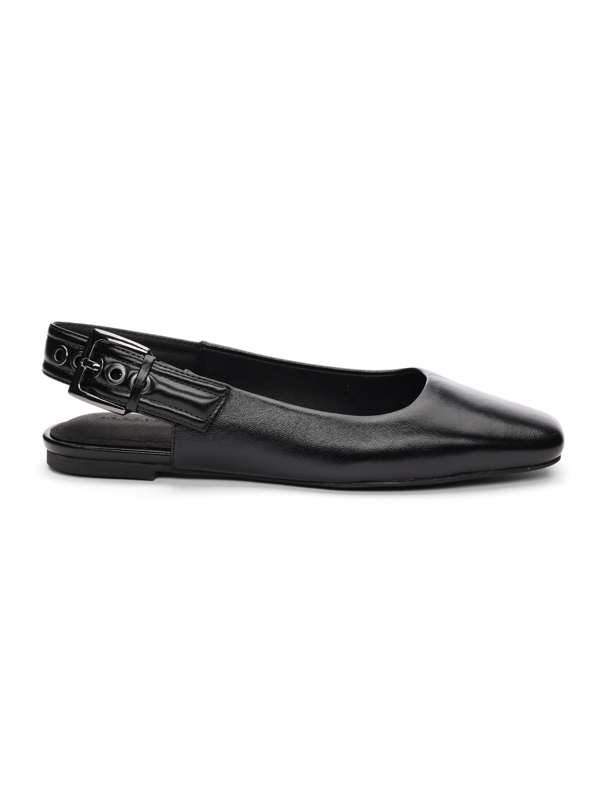 Kitchy Slingback Flat Black - Sanctuary Clothing