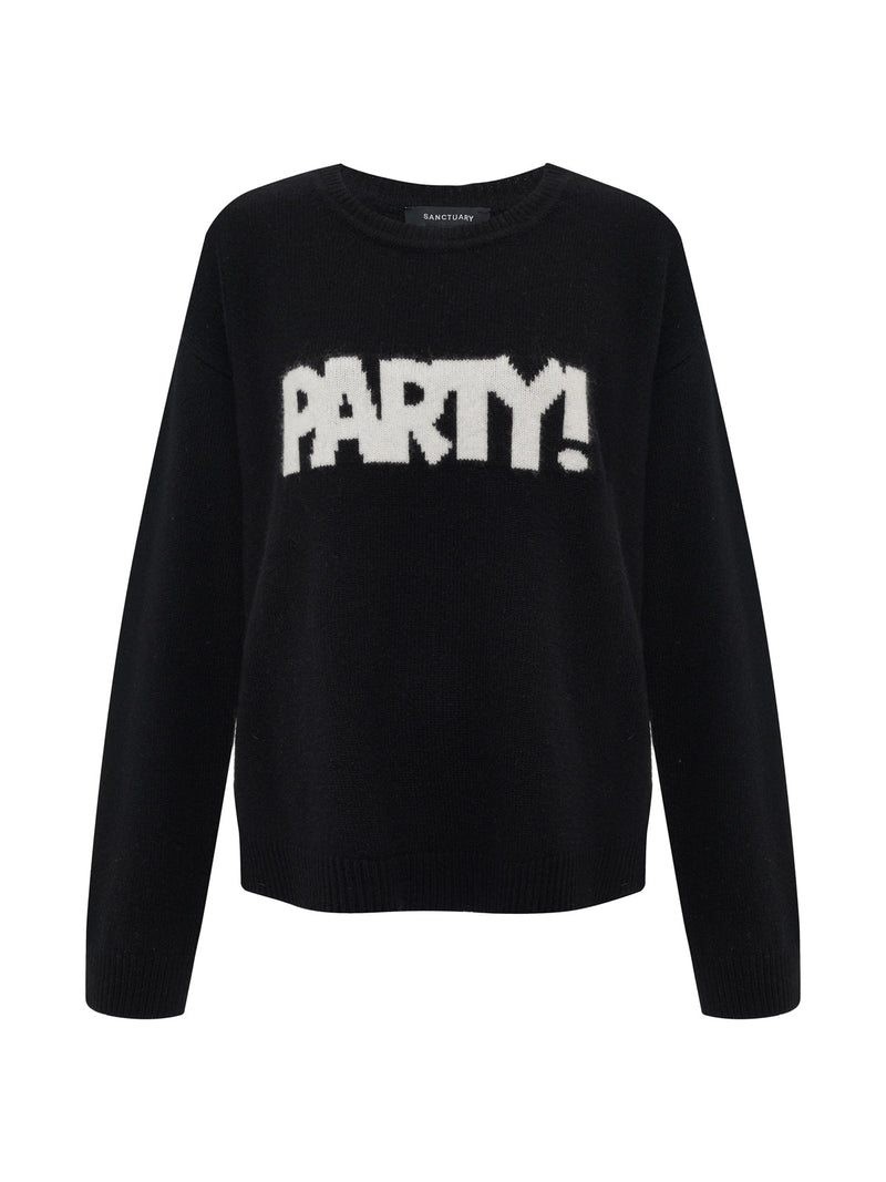 Life Of The Party Cashmere Sweater Black With Chalk alt 5