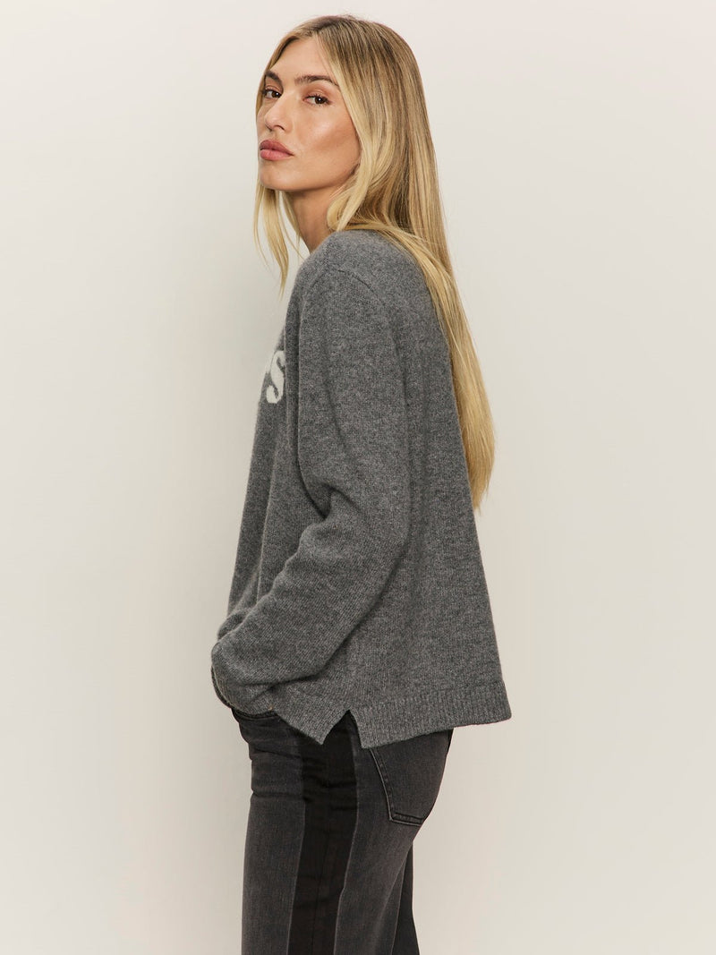 Life Of The Party Cashmere Sweater Heather Charcoal With Chalk alt 1