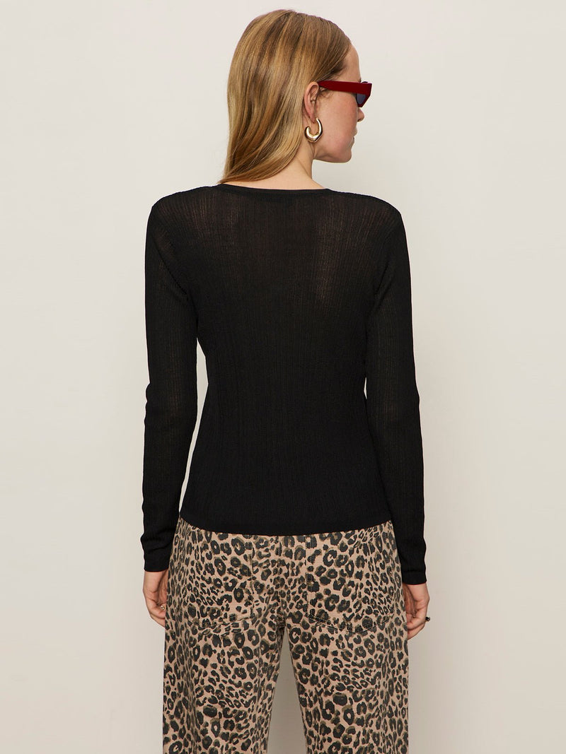 Lightweight Ribbed Cardi Black alt 3