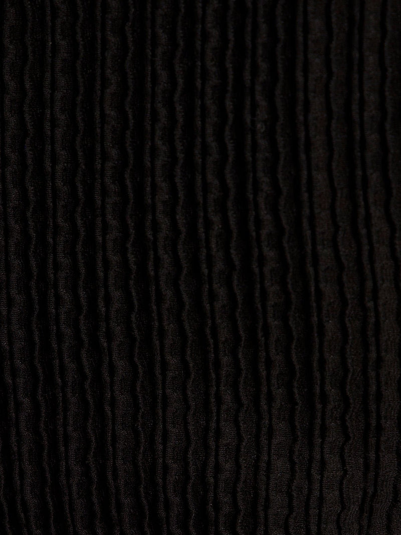 Long Sleeve Boatneck Textured Top Black alt 5