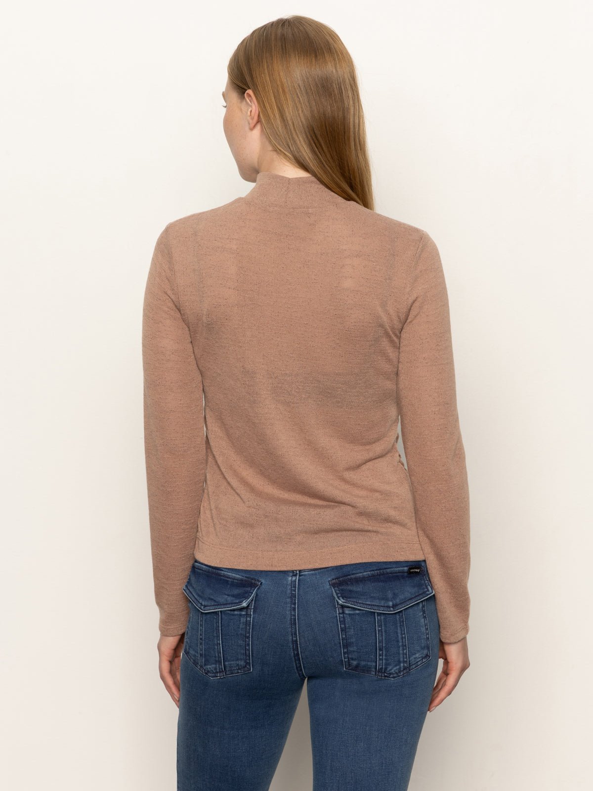 Long Sleeve Draped Mock Neck Top Mocha - Sanctuary Clothing