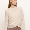 Long Sleeve Draped Mock Neck Top Mother Of Pearl - Sanctuary Clothing