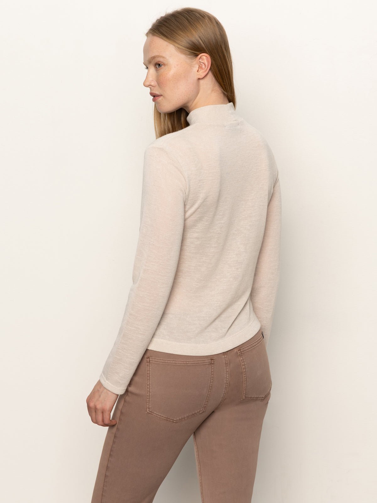 Long Sleeve Draped Mock Neck Top Mother Of Pearl - Sanctuary Clothing