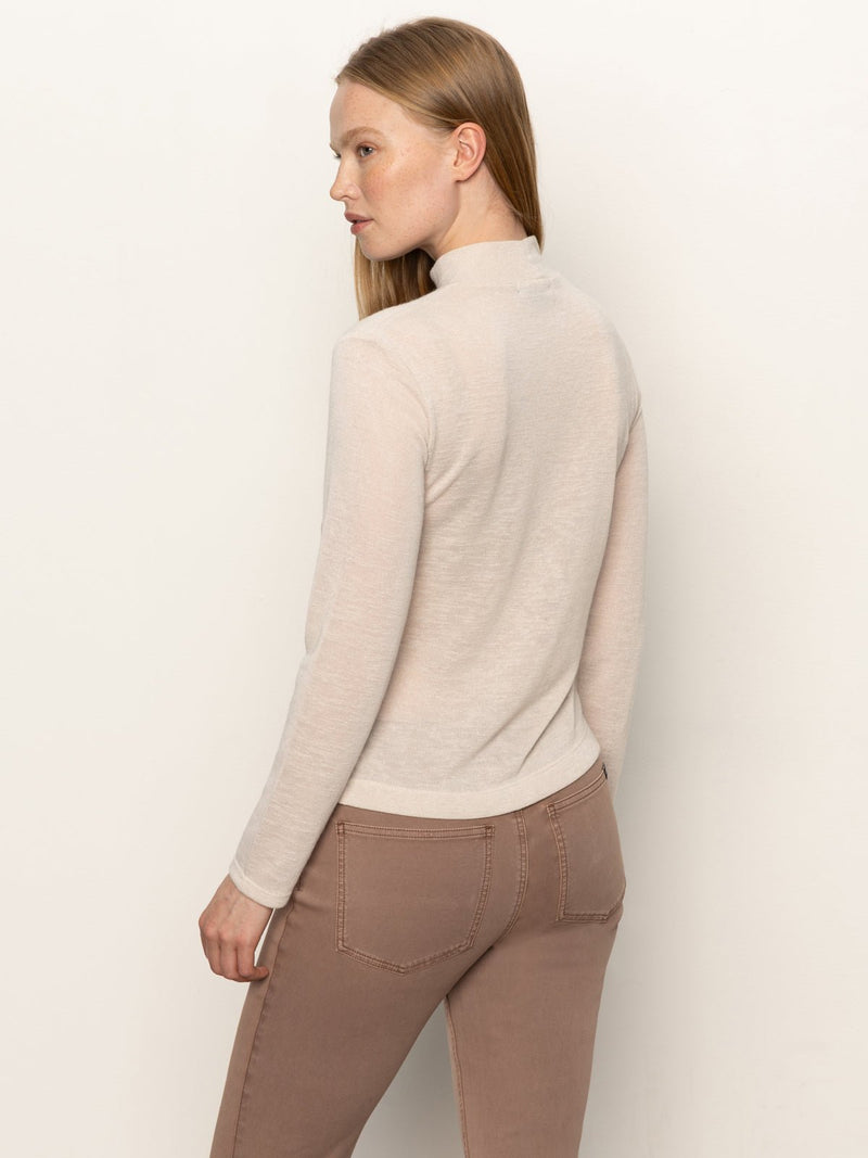 Long Sleeve Draped Mock Neck Top Mother Of Pearl alt 4