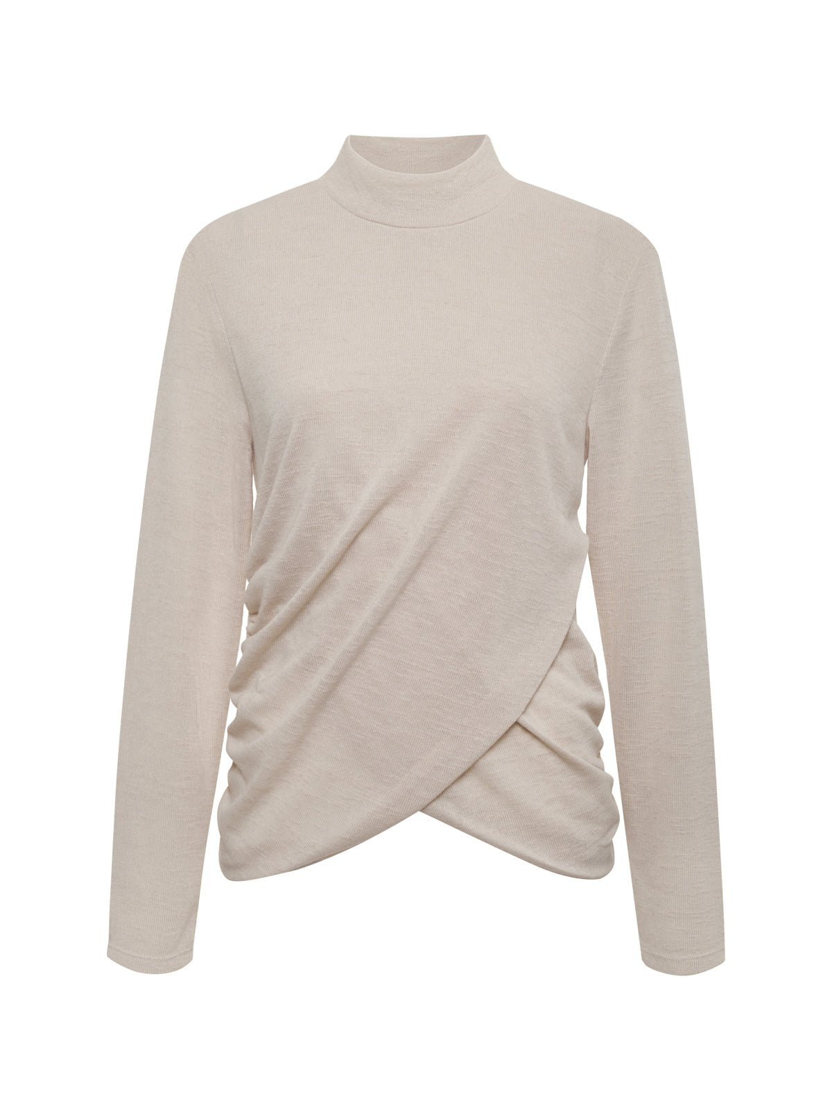 Long Sleeve Draped Mock Neck Top Mother Of Pearl - Sanctuary Clothing
