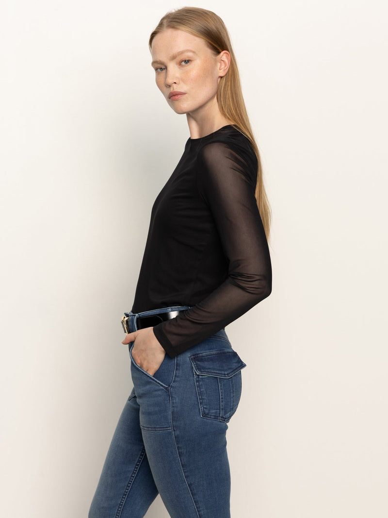 Long Sleeve Perfect Mesh Tee Black alt 3