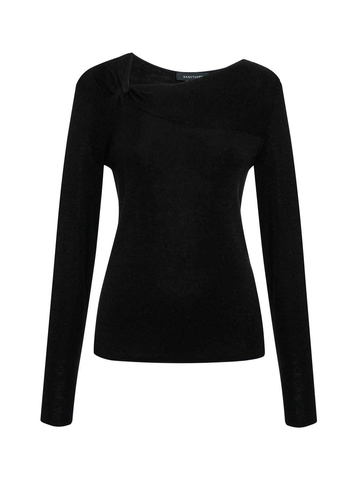 Long Sleeve Shoulder Twist Top Black - Sanctuary Clothing